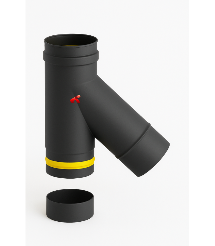 Te 90º Pellets Negro Ø80